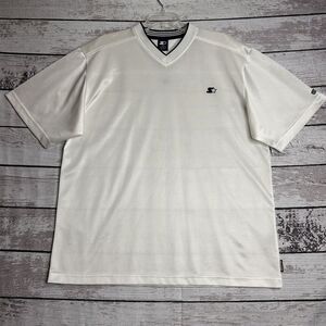 Vintage 90s‎ Starter V neck Polyester Shirt Large White